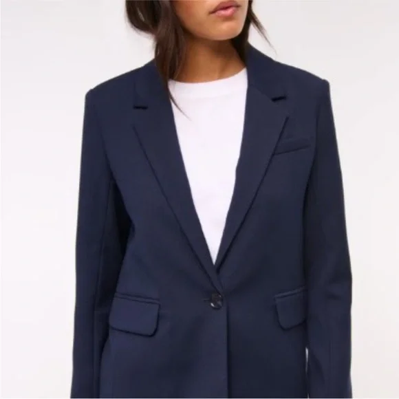 NWT Abercrombie & Fitch Classic Suiting Blazer in Navy - Picture 2 of 6